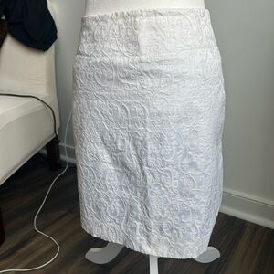 LOFT White Textured Pencil Skirt